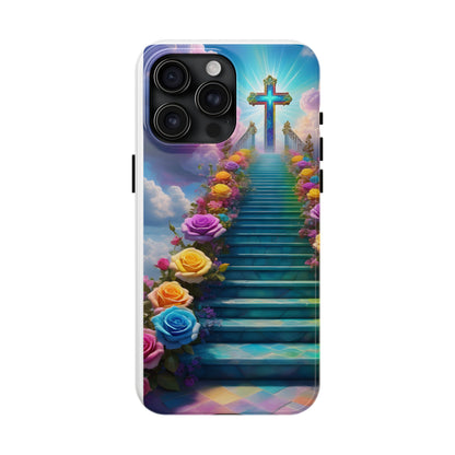 Heavenly Stairs Phone Case - Tough Protection with Cross Design