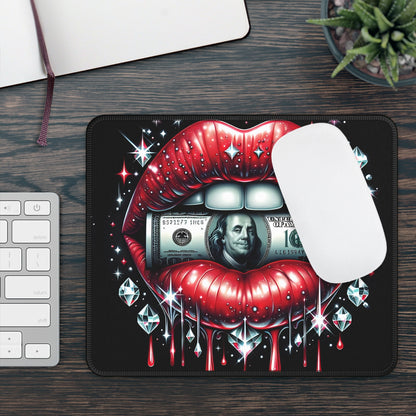 Money Lips & Diamond Drip Mouse Pad – Click Like a Billionaire