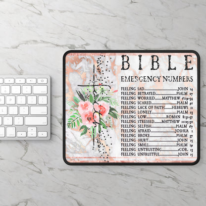 Bible Emergency Numbers Mouse Pad – Scripture at Your Fingertips
