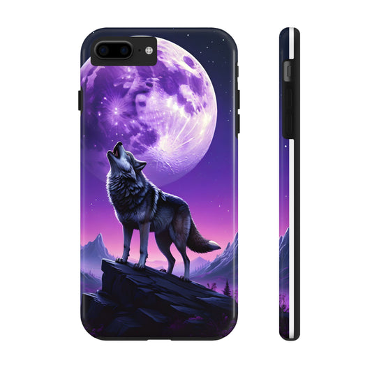 Howling Wolf Tough Phone Cases – Durable Protection with Mystical Moon Design