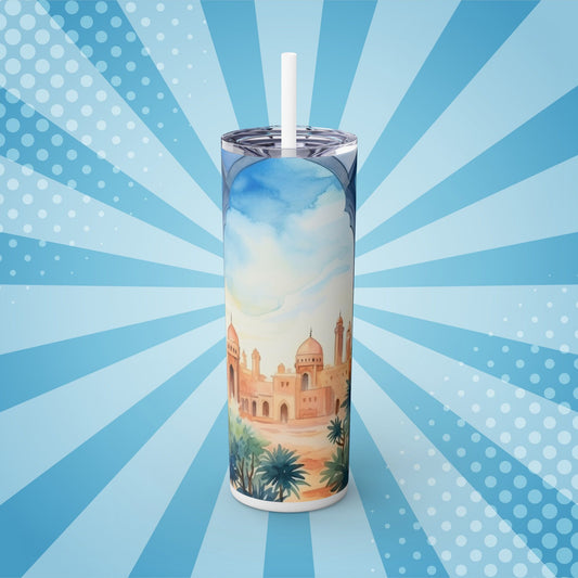 Sands of Serenity Tumbler – A Sunrise Stroll Through Ancient Lands
