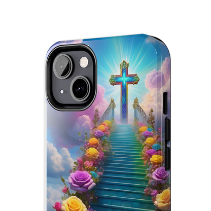 Heavenly Stairs Phone Case - Tough Protection with Cross Design