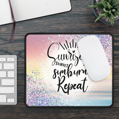 Sunburn & Sparkle Mouse Pad – Sunrise, Sunset, Click, Repeat