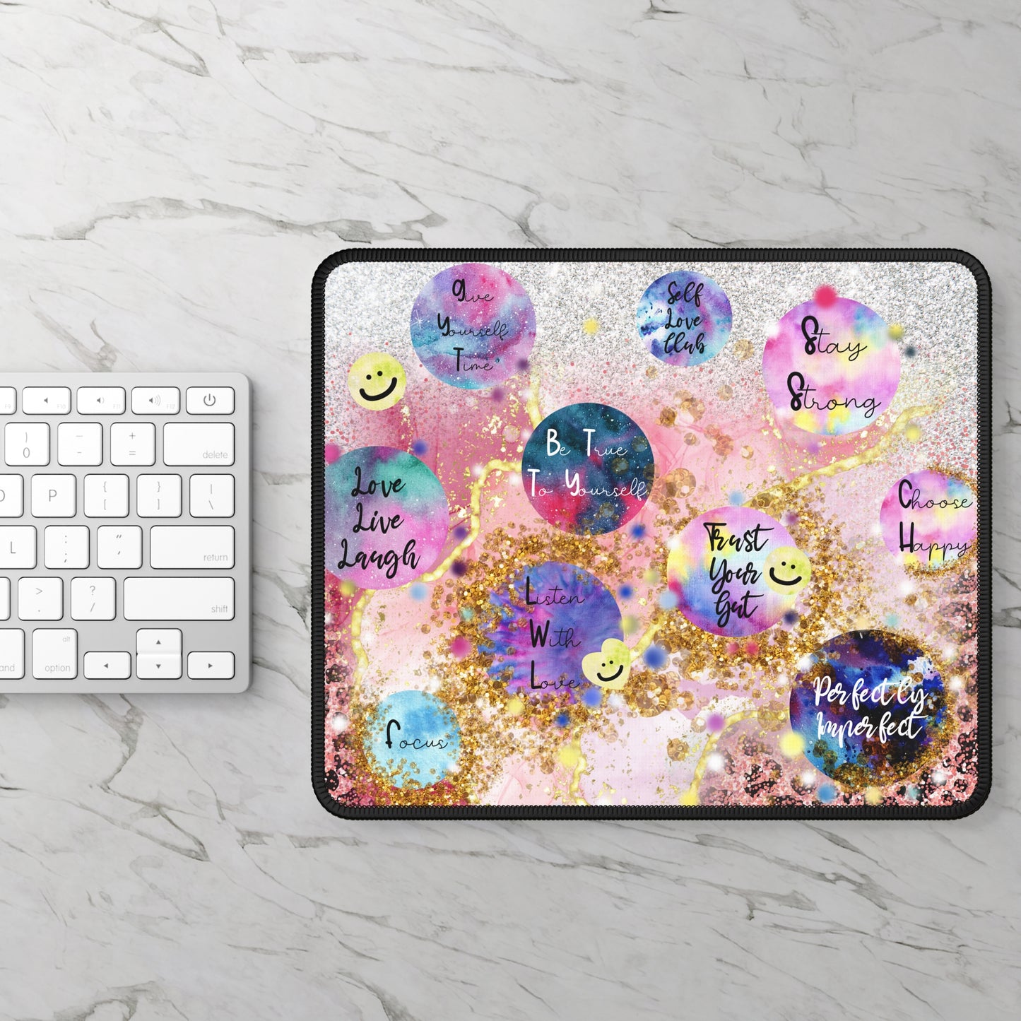 Self Love Club Sparkle Edition Mouse Pad – Glitter, Growth, and Good Vibes