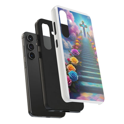 Heavenly Stairs Phone Case - Tough Protection with Cross Design