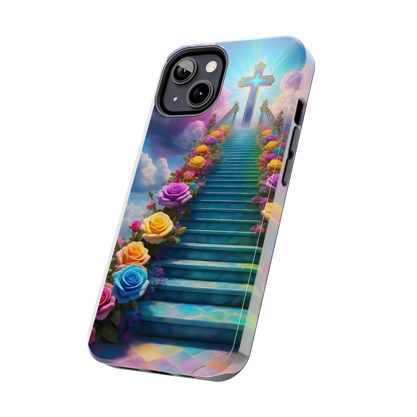 Heavenly Stairs Phone Case - Tough Protection with Cross Design