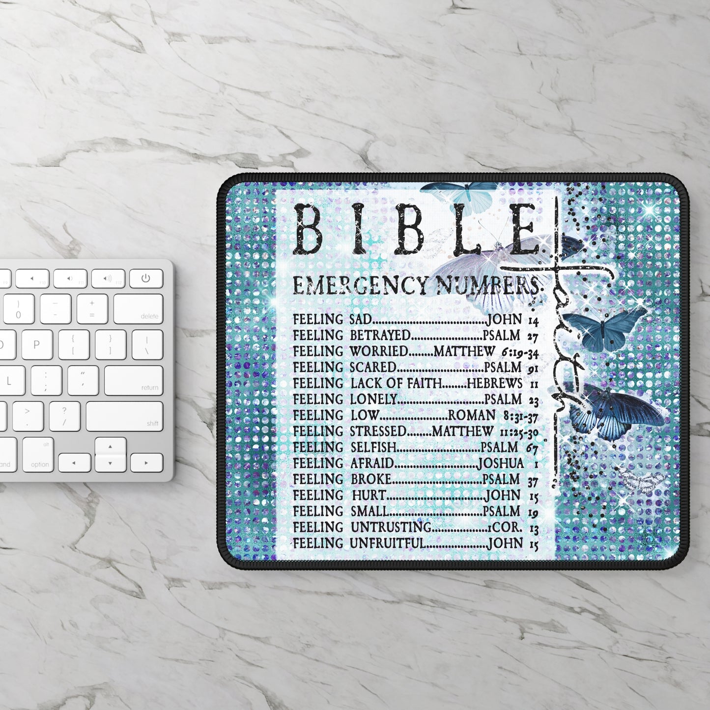 Butterfly Faith Sparkle Mouse Pad – Your Daily Scripture Lifeline with a Touch of Shine 🦋✨