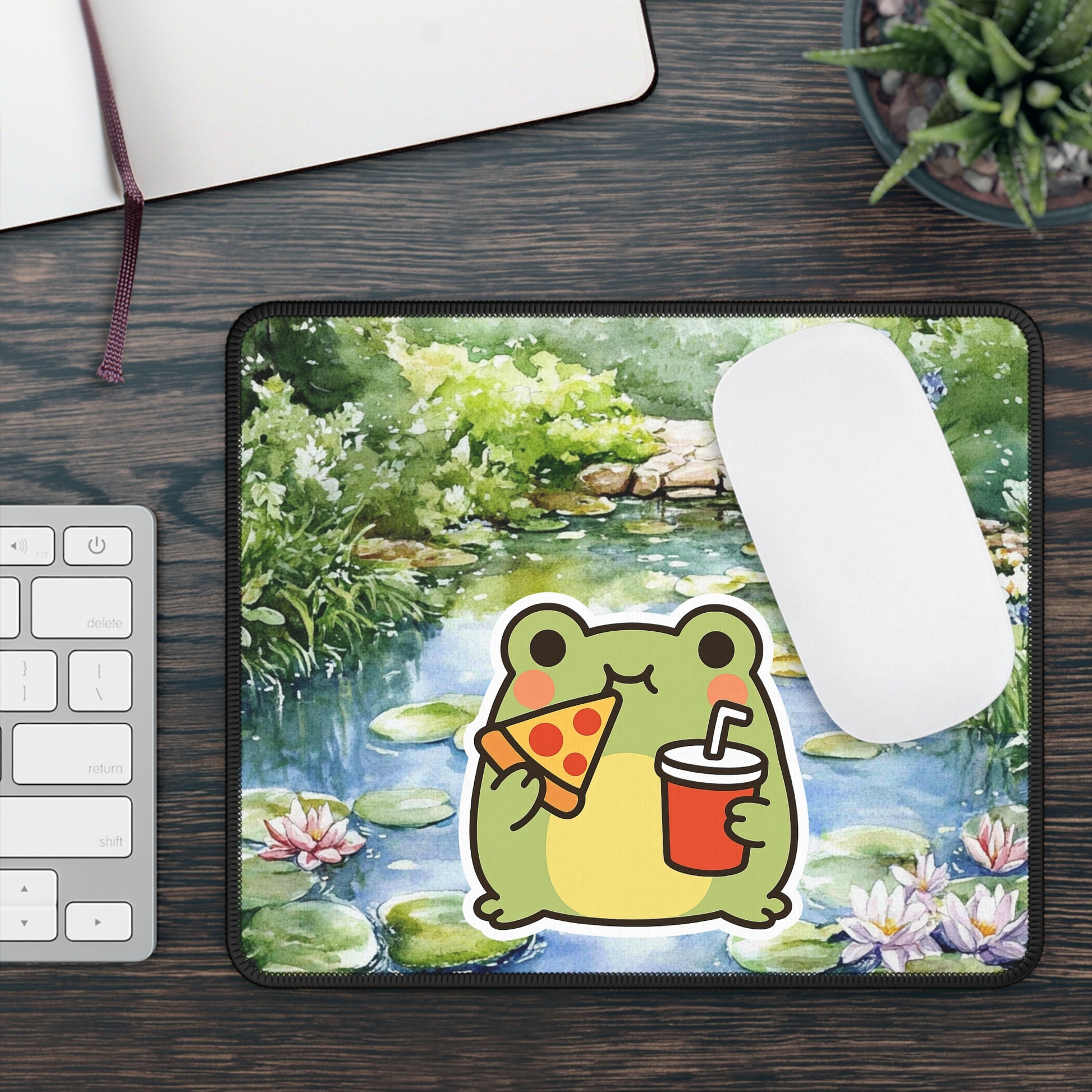 🍕 Snack Time Supreme: Pizza Frog Mouse Pad