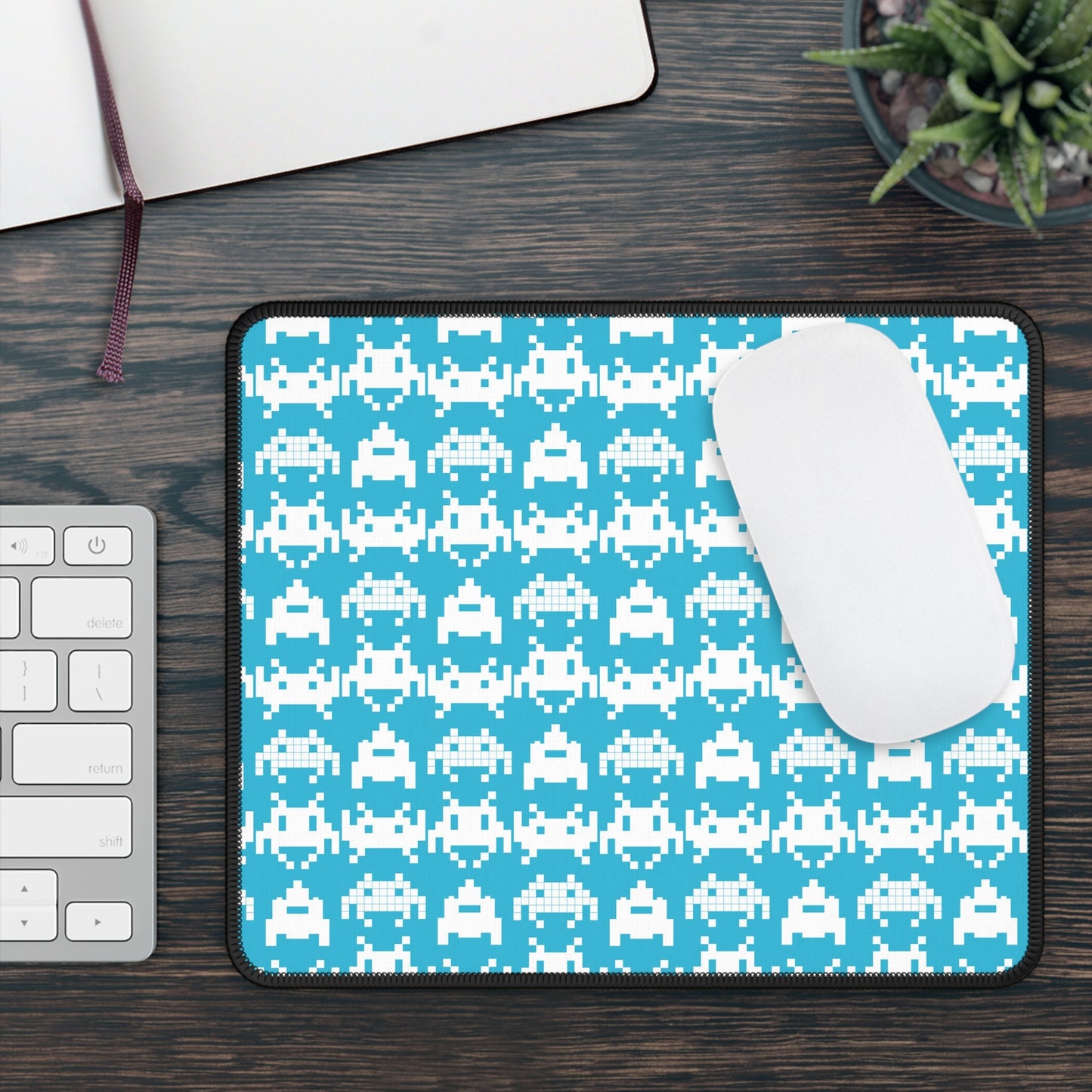Aqua Invaders Mouse Pad – Classic Pixels with a Cool Twist