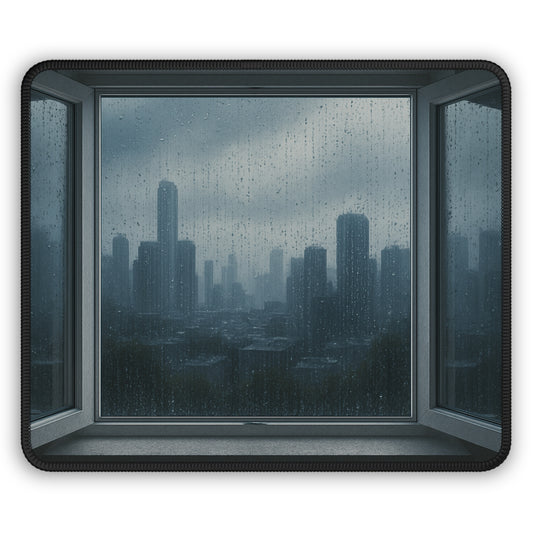 Rainy Day View Mouse Pad – City Reflections from the Comfort of Home