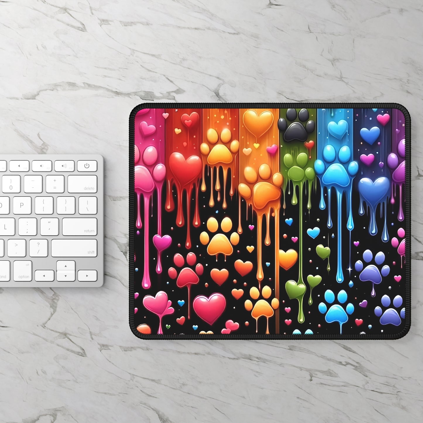 Rainbow Paws & Hearts Mouse Pad – Unleash the Love, One Click at a Time