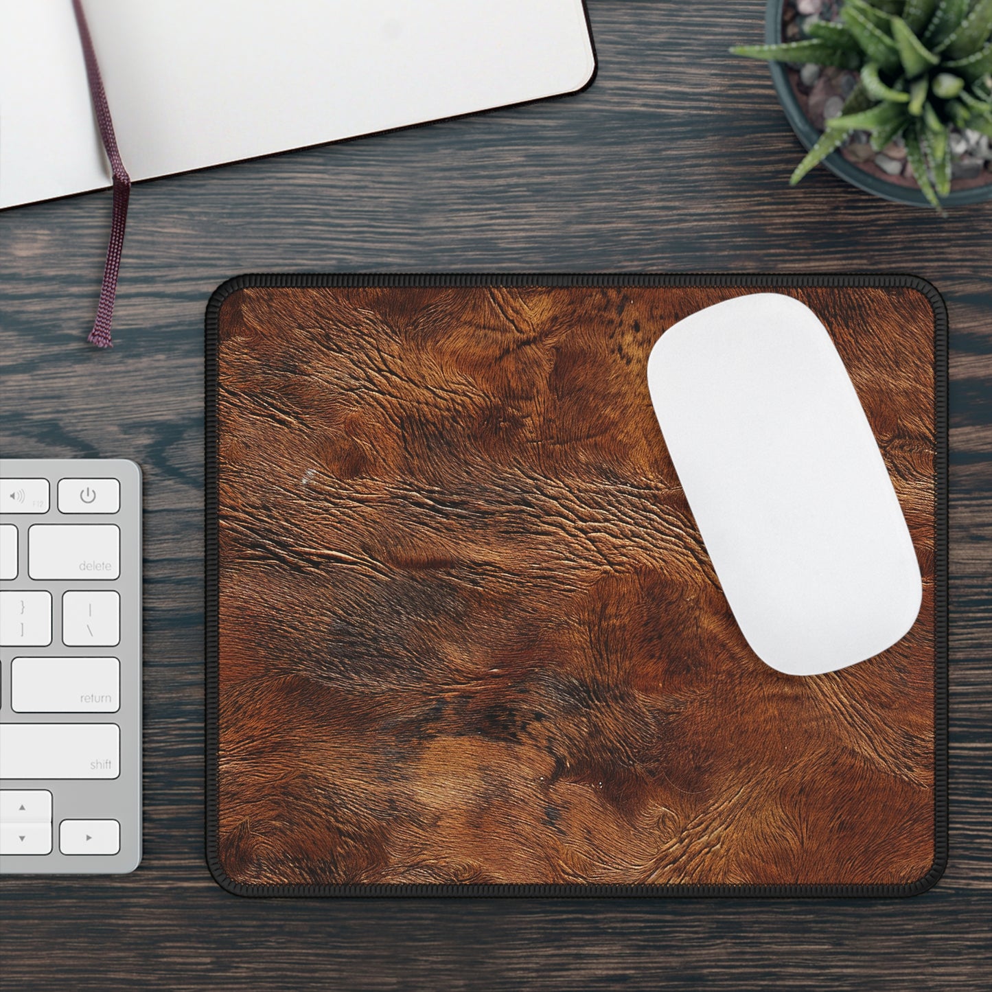 Cowhide Vibes Mouse Pad – Rugged Charm for the Rootinest Tootinest Desktops