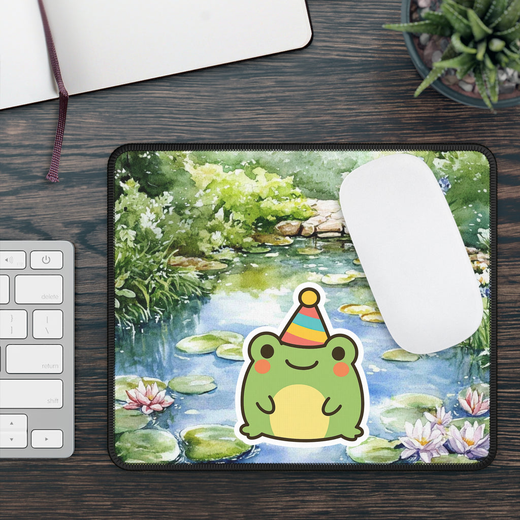 🎉 "Party in the Pond" Frog Mouse Pad – Smile. Sit. Celebrate.