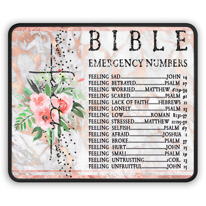 Bible Emergency Numbers Mouse Pad – Scripture at Your Fingertips