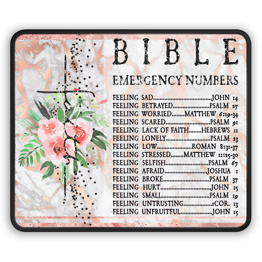 Bible Emergency Numbers Mouse Pad – Scripture at Your Fingertips