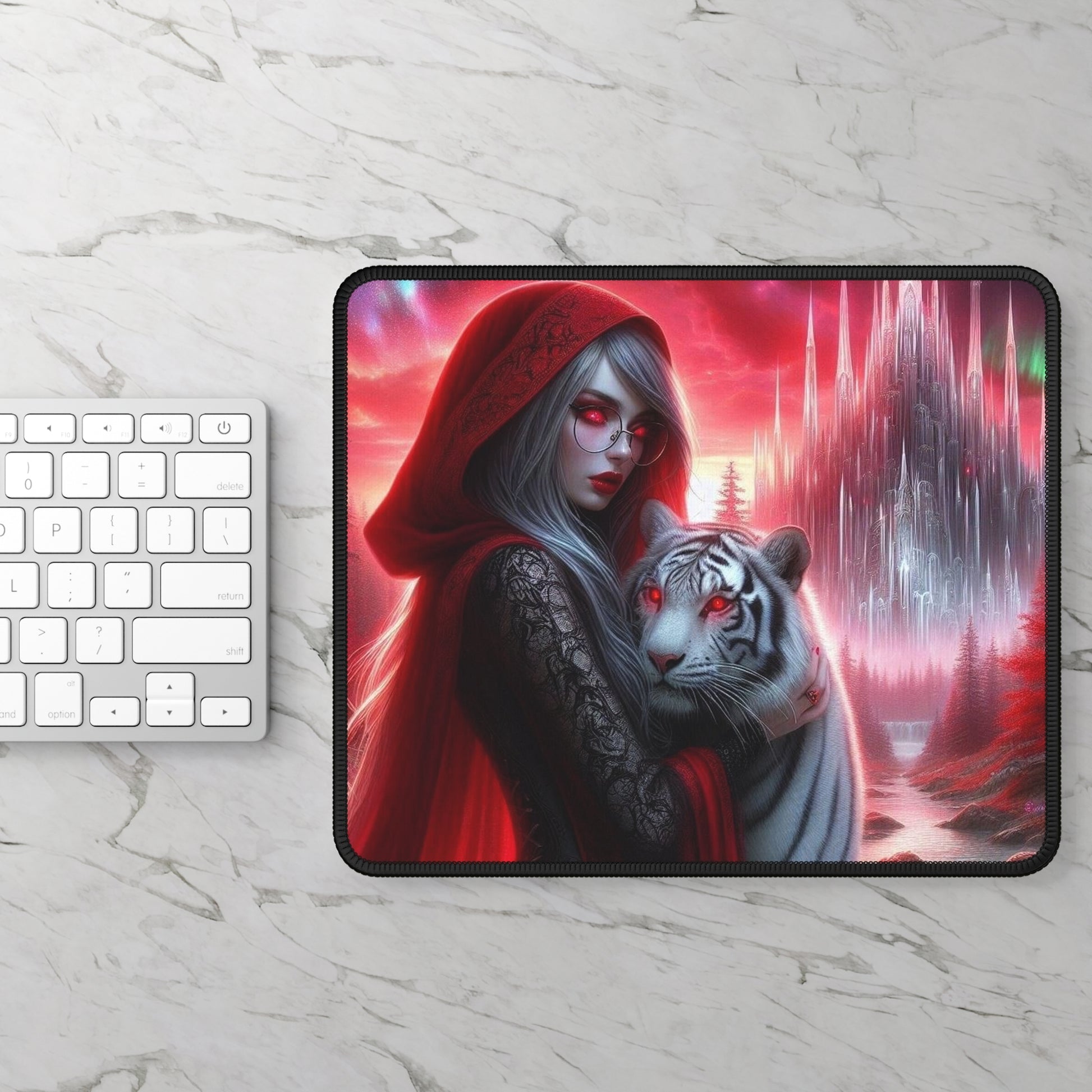 Crimson Guardian & Ice Citadel Mouse Pad – Unleash Arcane Elegance!