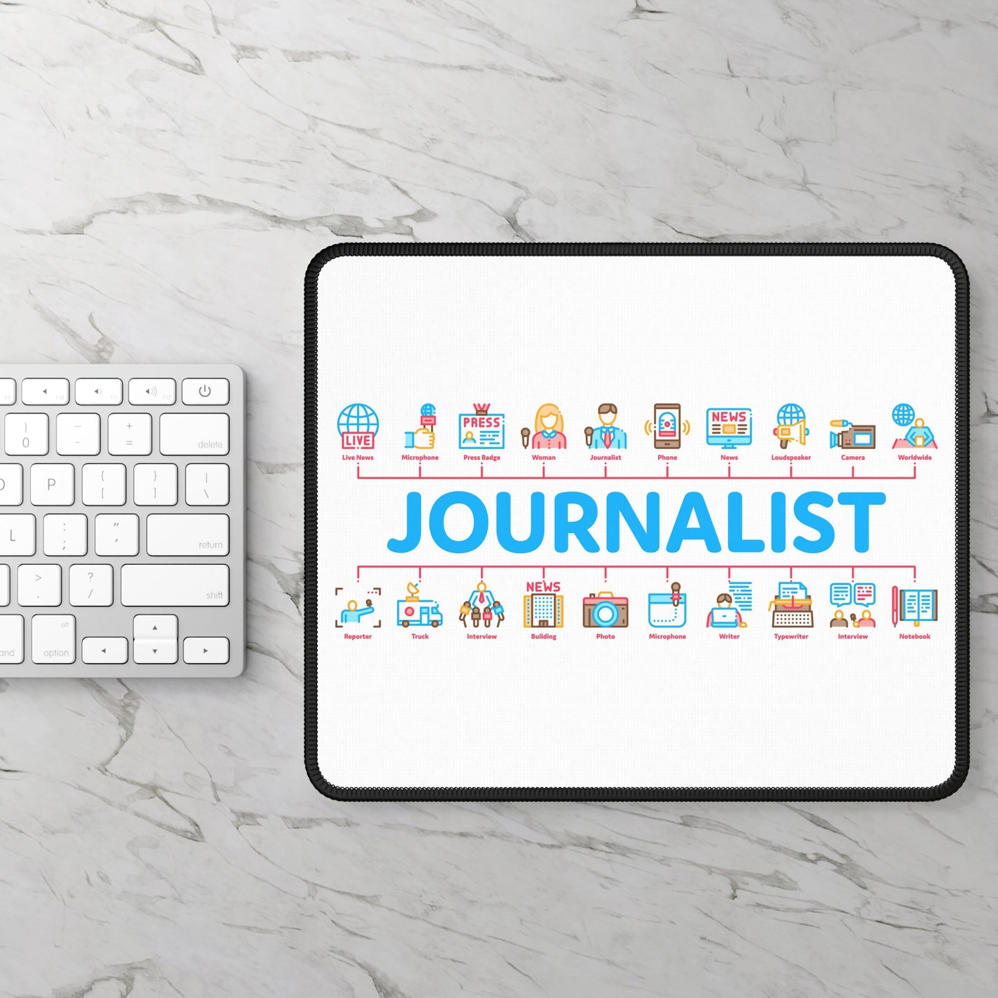 Journalist Icon Grid Mouse Pad – All the Tools of the Trade at Your Fingertips