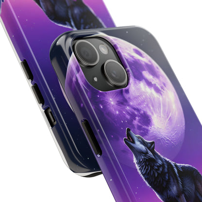 Howling Wolf Tough Phone Cases – Durable Protection with Mystical Moon Design