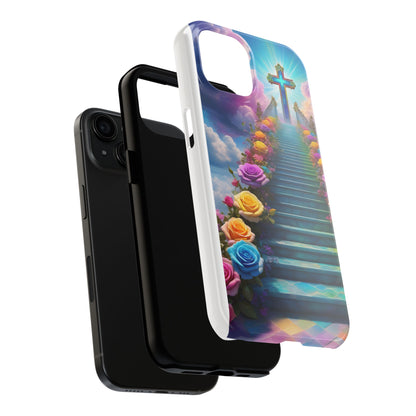 Heavenly Stairs Phone Case - Tough Protection with Cross Design