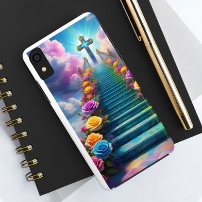 Heavenly Stairs Phone Case - Tough Protection with Cross Design