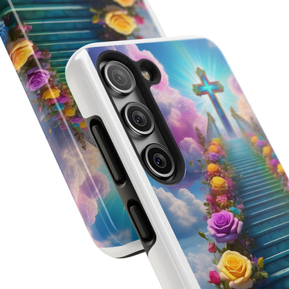 Heavenly Stairs Phone Case - Tough Protection with Cross Design