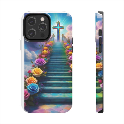 Heavenly Stairs Phone Case - Tough Protection with Cross Design