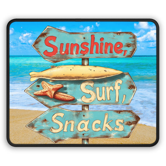 Sunshine, Surf, Snacks Mouse Pad – Your Desk’s New Happy Place