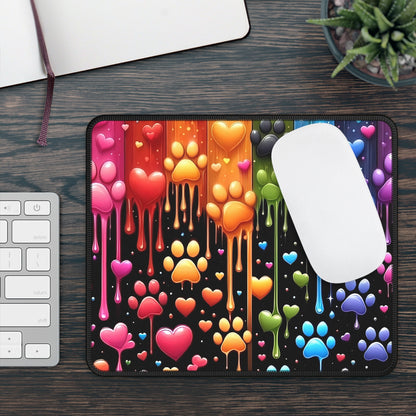 Rainbow Paws & Hearts Mouse Pad – Unleash the Love, One Click at a Time