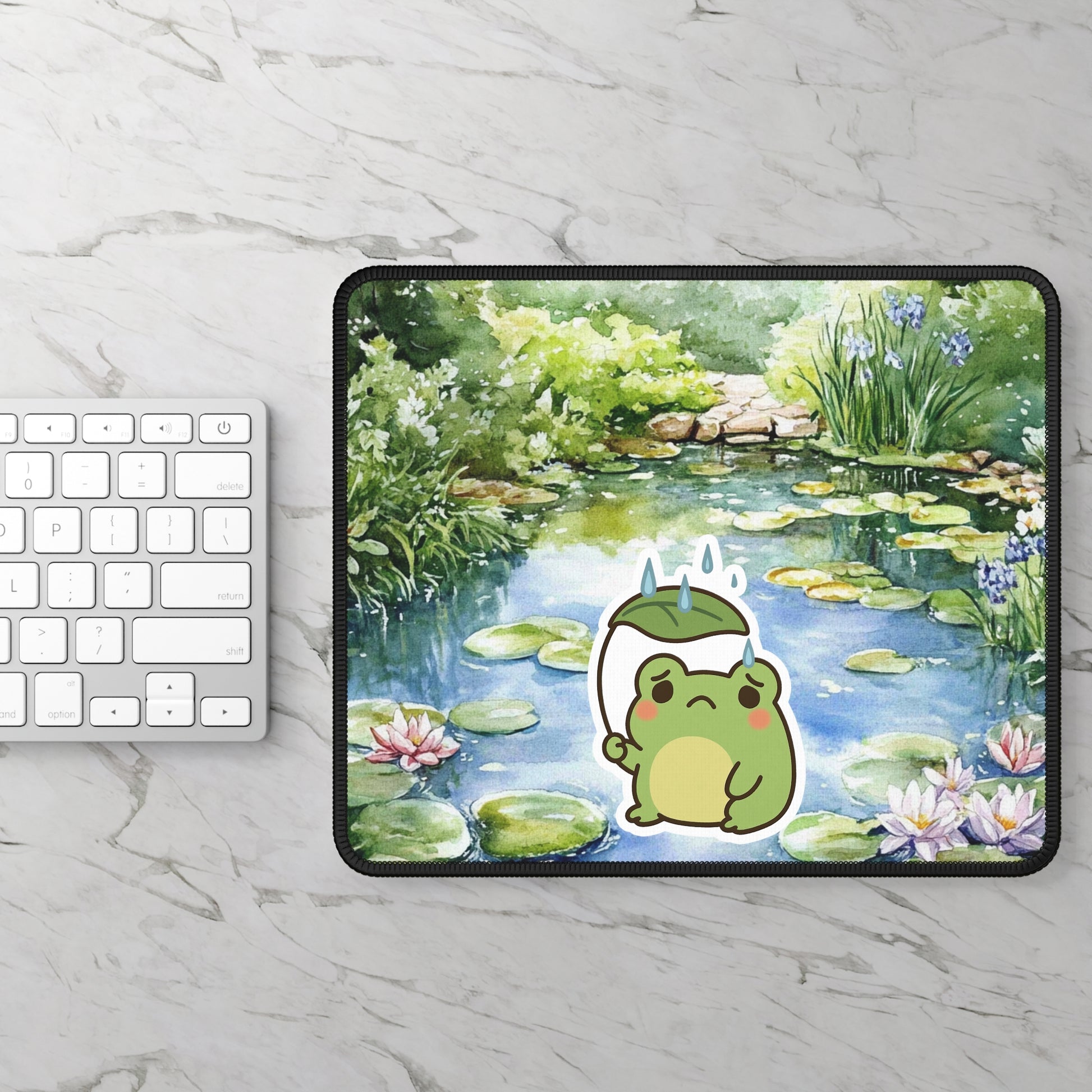 🍃 Mild Panic, Major Vibes – Leaf Hat Frog Mouse Pad