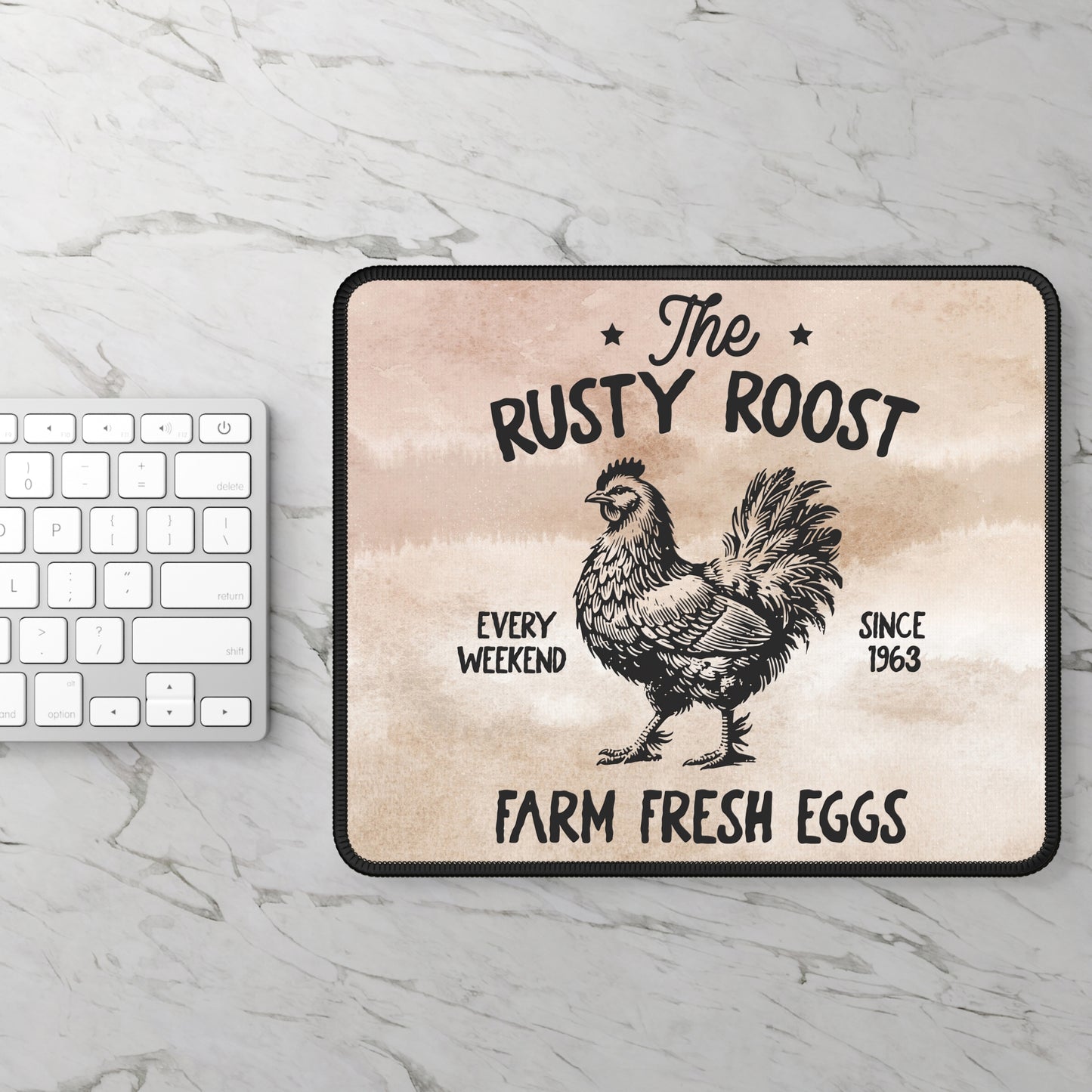 The Rusty Roost Mouse Pad – Farmhouse Flair for Your Clickin’ Comfort!