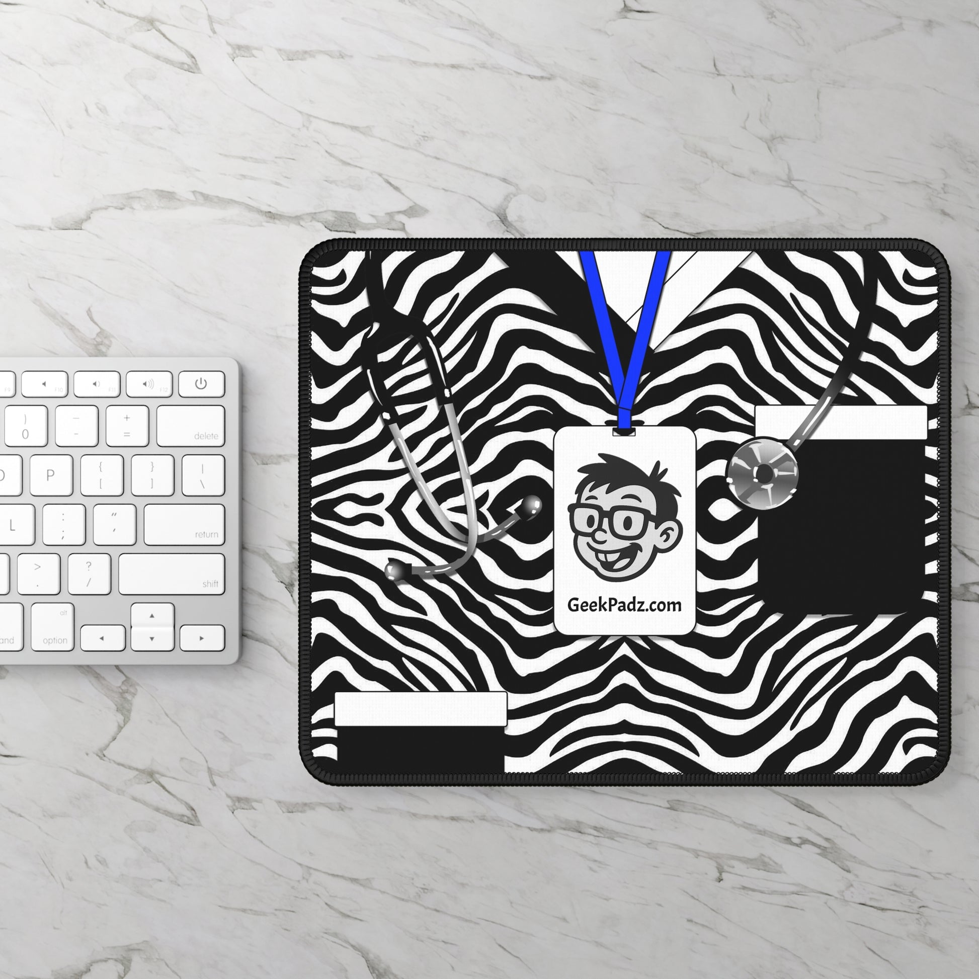 Zebra Scrubs and Geeky Stethoscopes – Medical Mouse Pad with Wild Style