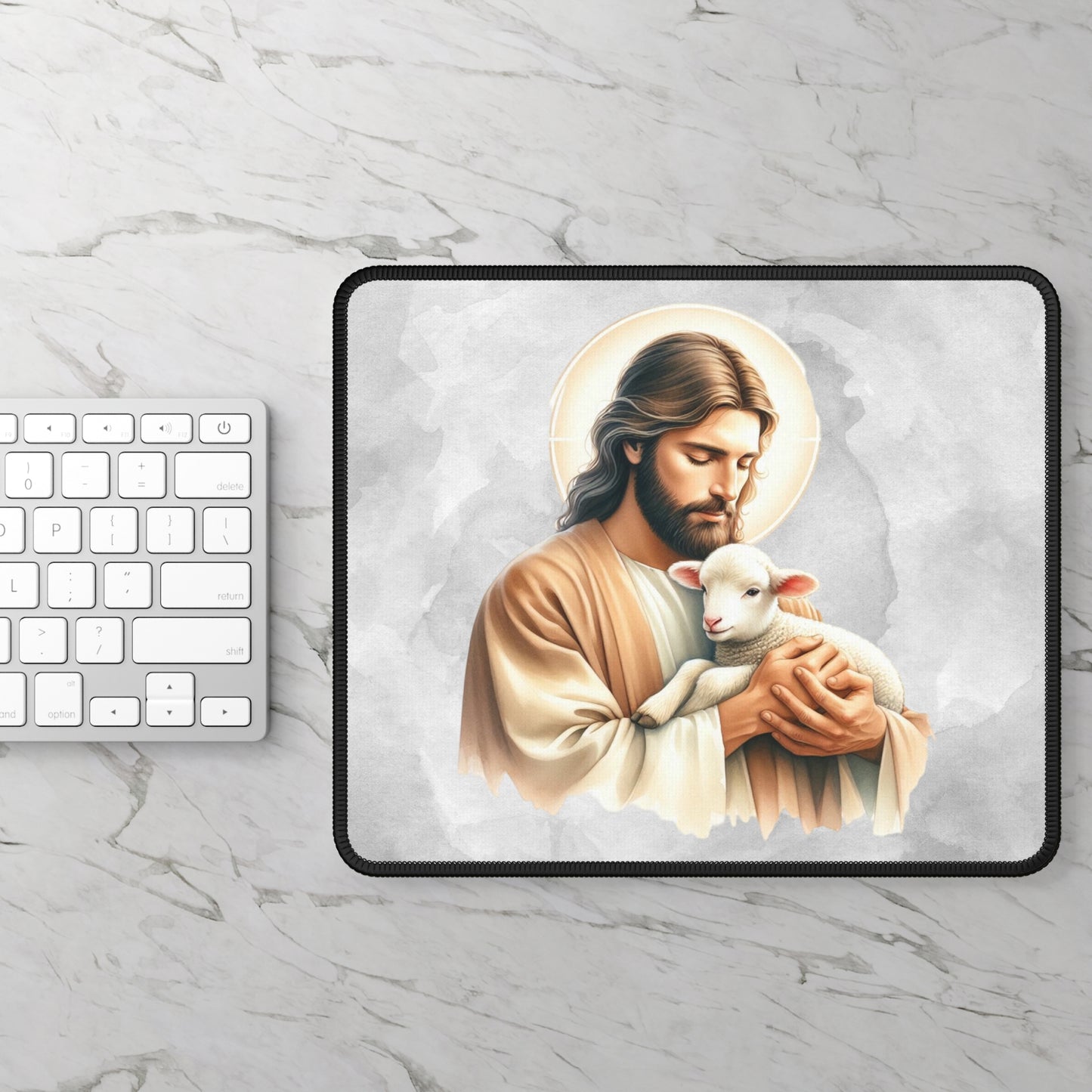 Gentle Shepherd Mouse Pad – Rest in His Care, Surrounded by Peace and Love