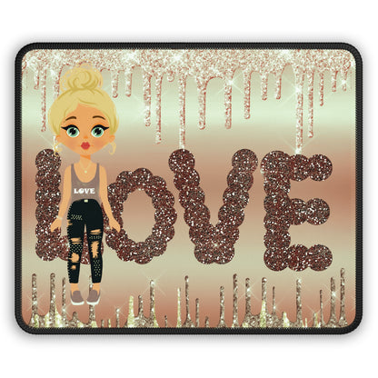 Rose Gold LOVE Girl Mouse Pad – Glimmer with Grace, Slay in Style