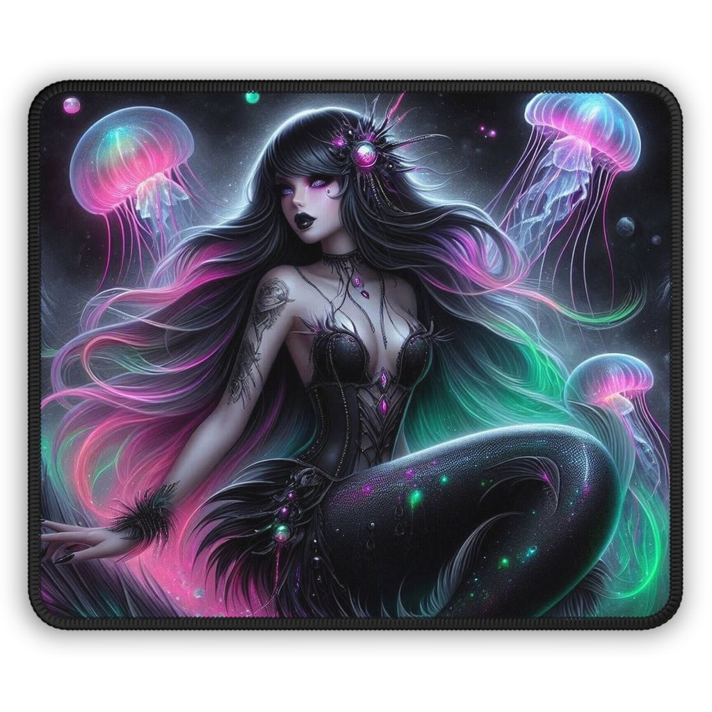 Siren of the Luminous Depths Mouse Pad – Where Dark Tides & Neon Glow Meet!